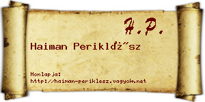 Haiman Periklész névjegykártya